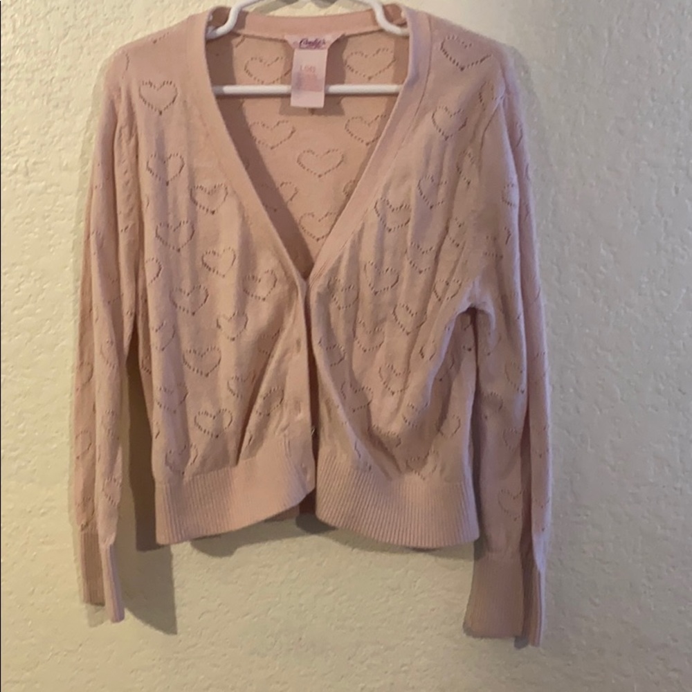 Pink heart cover up sweater